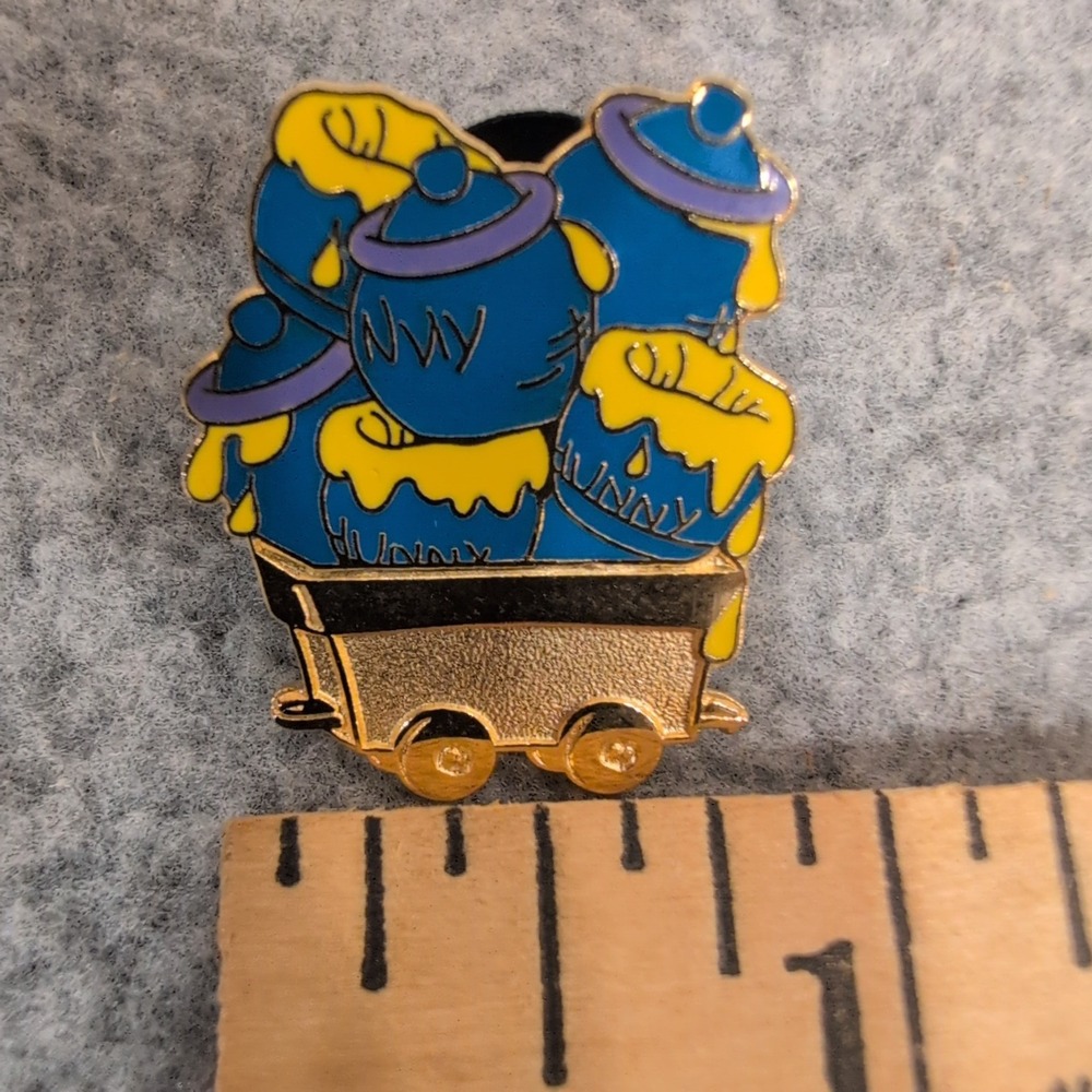 Disney Winnie the Pooh Hunny Pots in Mine Cart Enamel Lanyard Pin 2008 VG+ - Picture 2 of 4